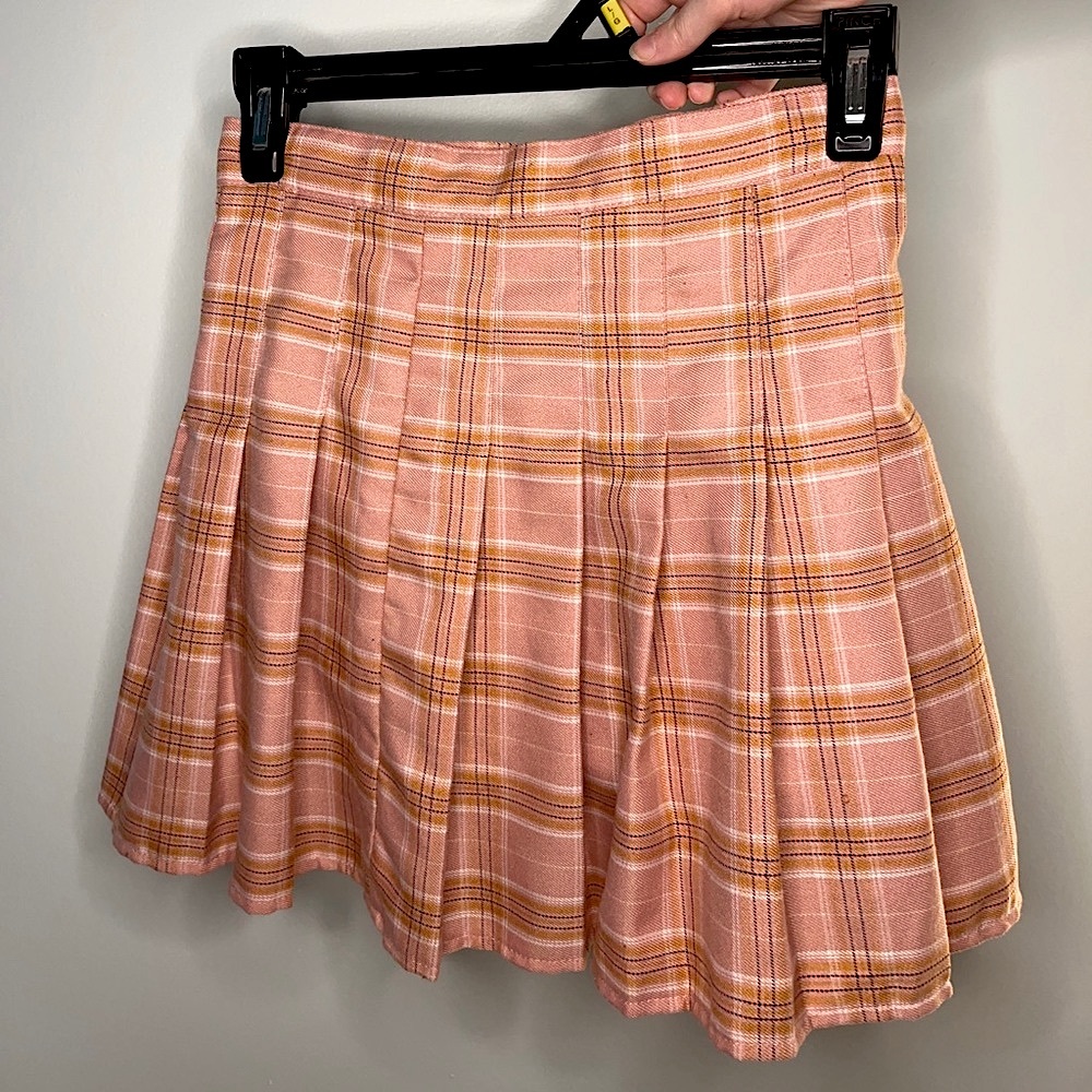 Fei Li Lai | Pink Plaid Skirt Pleated Short Mini